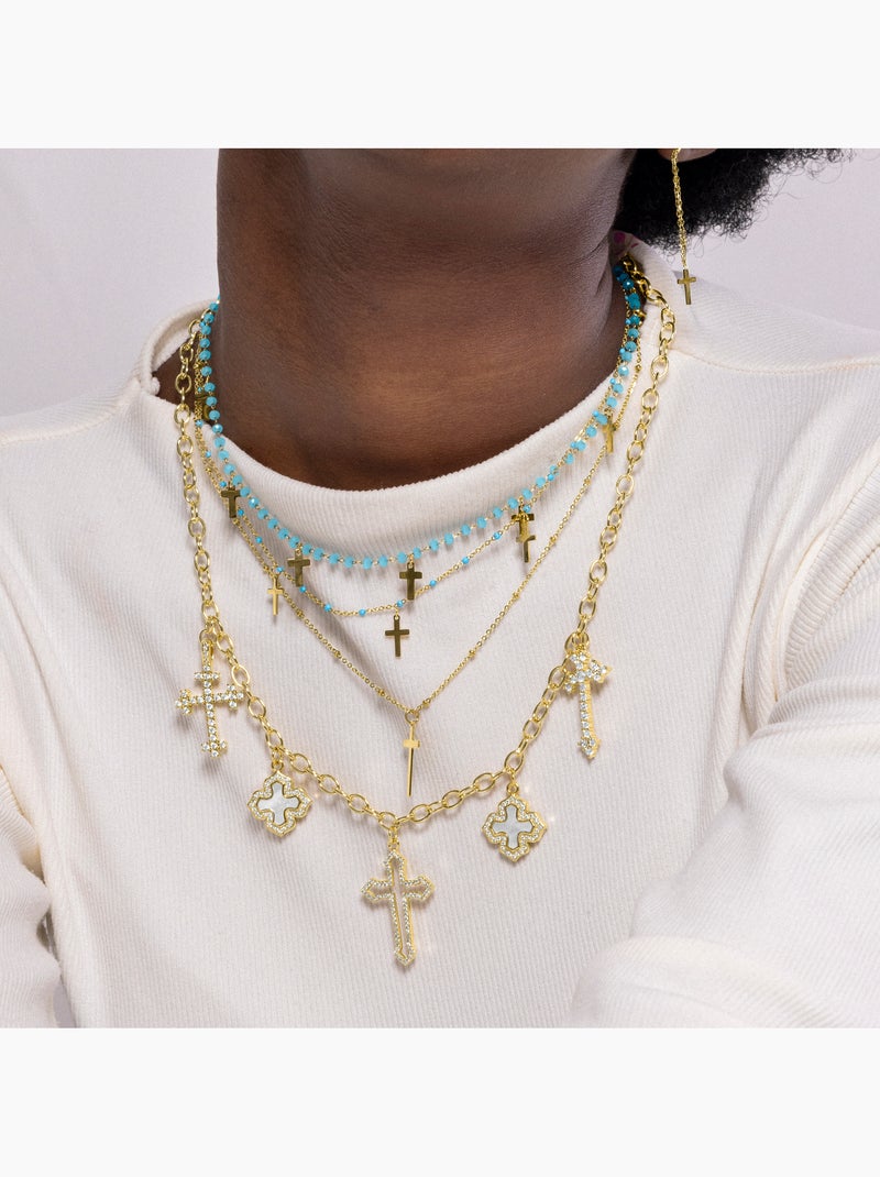 Collier Luxenter Brilliant Zirconia et plaqué or 18k - Lysay Blanc - Kiabi