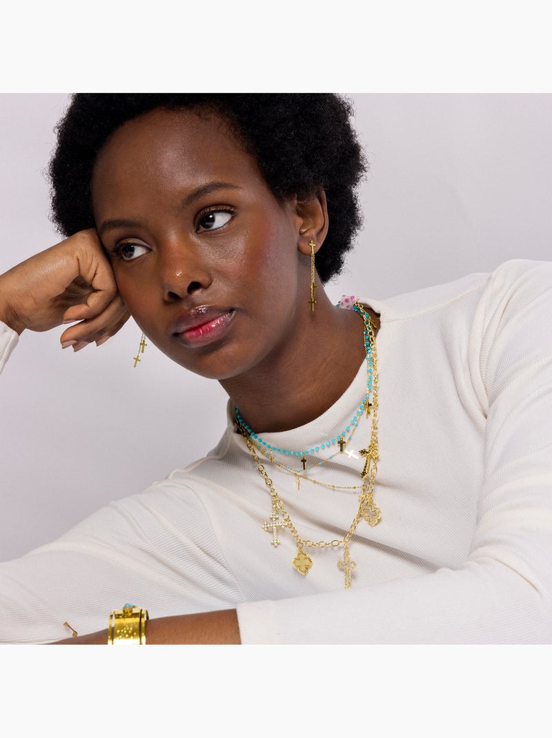 Collier Luxenter Brilliant Zirconia et plaqué or 18k - Lysay Blanc - Kiabi