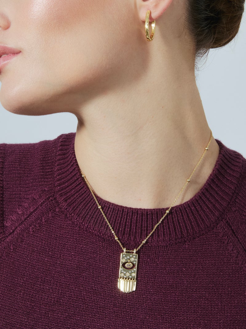 Collier Luxenter Brilliant Zirconia et plaqué or 18k - Sufariz Blanc - Kiabi