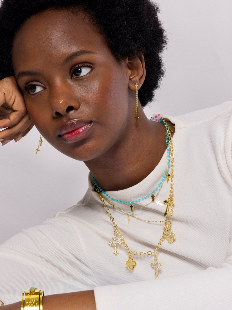 Collier Luxenter Brilliant Zirconia plaqué or jaune 18 carats - Lysay Blanc - Kiabi