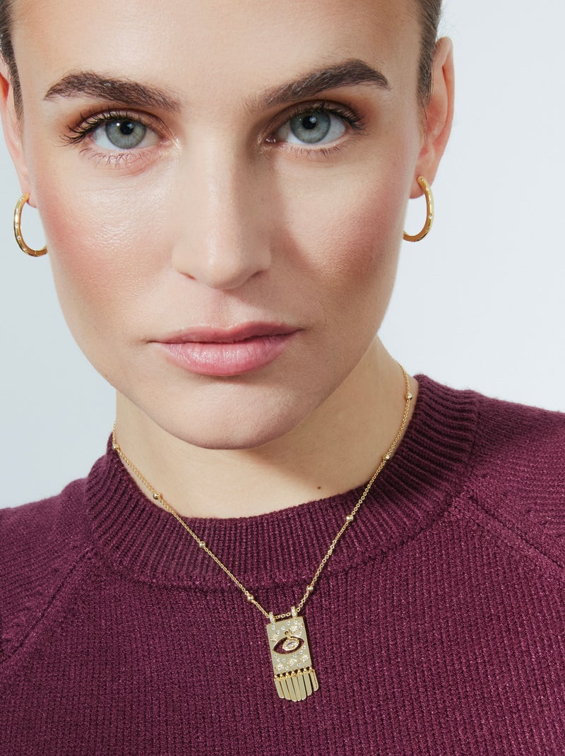 Collier Luxenter Brilliant Zirconia plaqué or jaune 18 carats - Sufariz Blanc - Kiabi