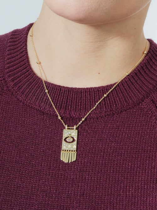 Collier Luxenter Brilliant Zirconia plaqué or jaune 18 carats - Sufariz - Kiabi