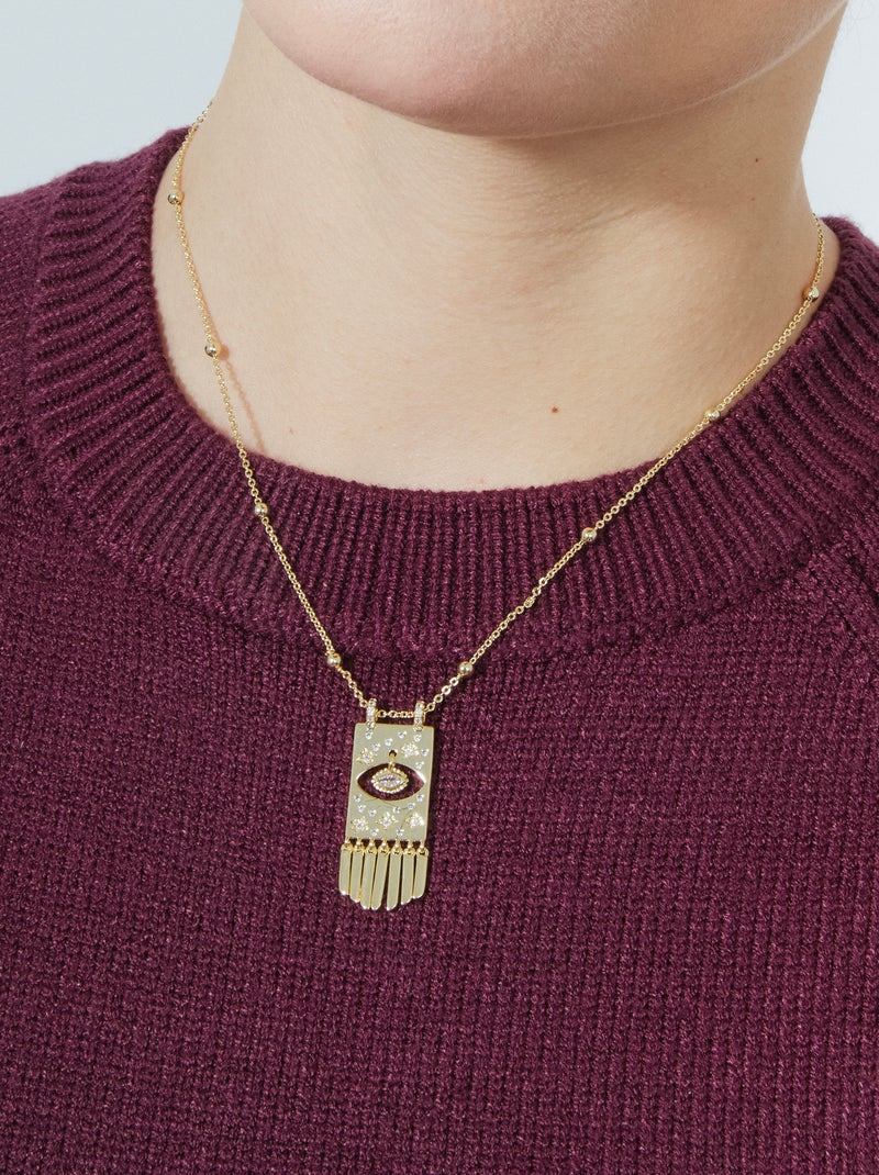 Collier Luxenter Brilliant Zirconia plaqué or jaune 18 carats - Sufariz Blanc - Kiabi