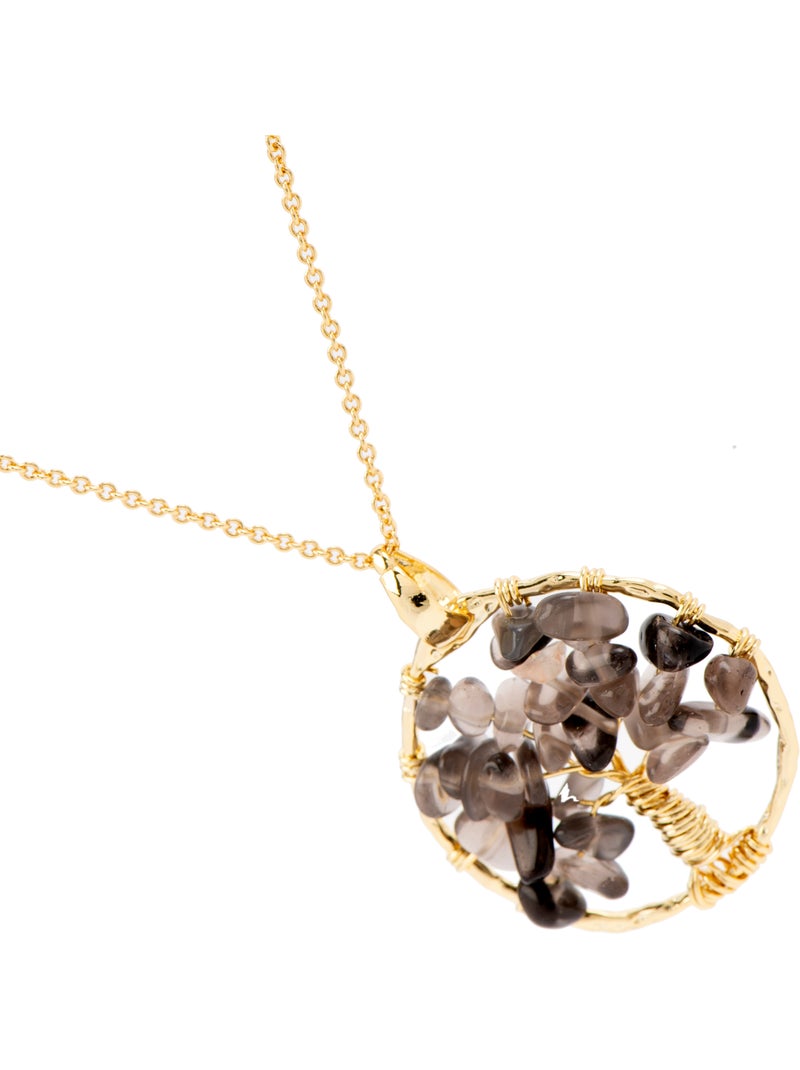 Collier Luxenter Budleia et plaqué or 18k Marron - Kiabi