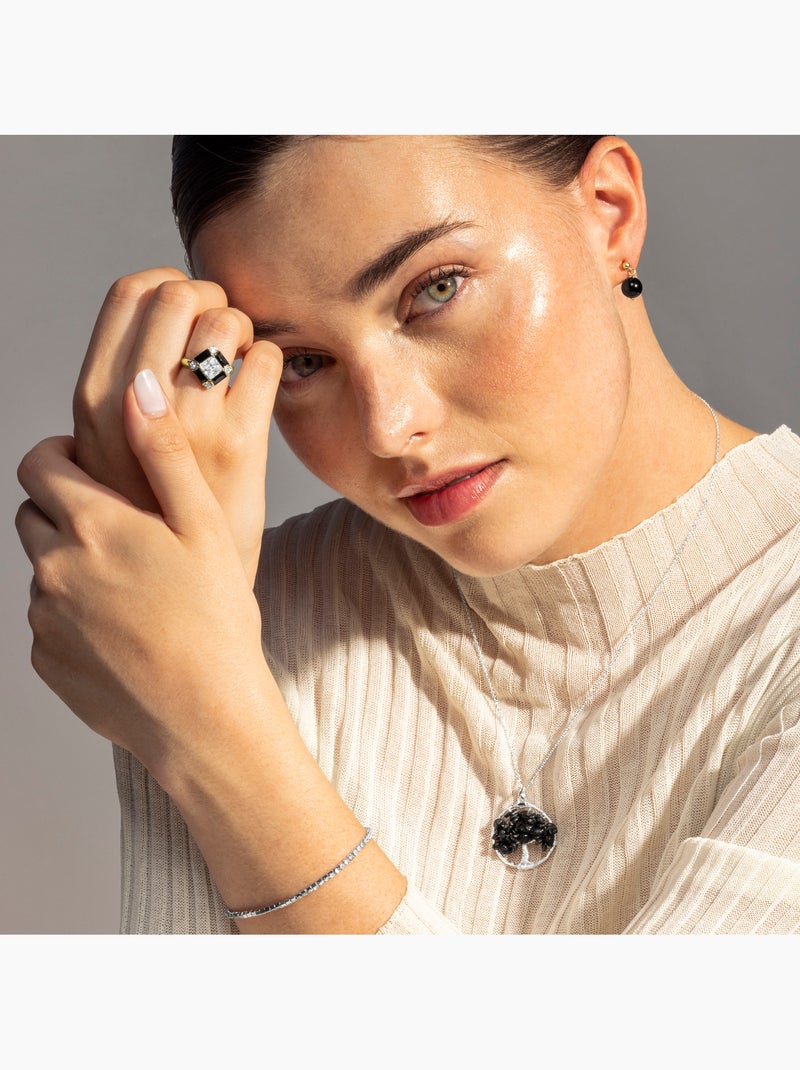 Collier Luxenter Budleia finition rhodiée Noir - Kiabi