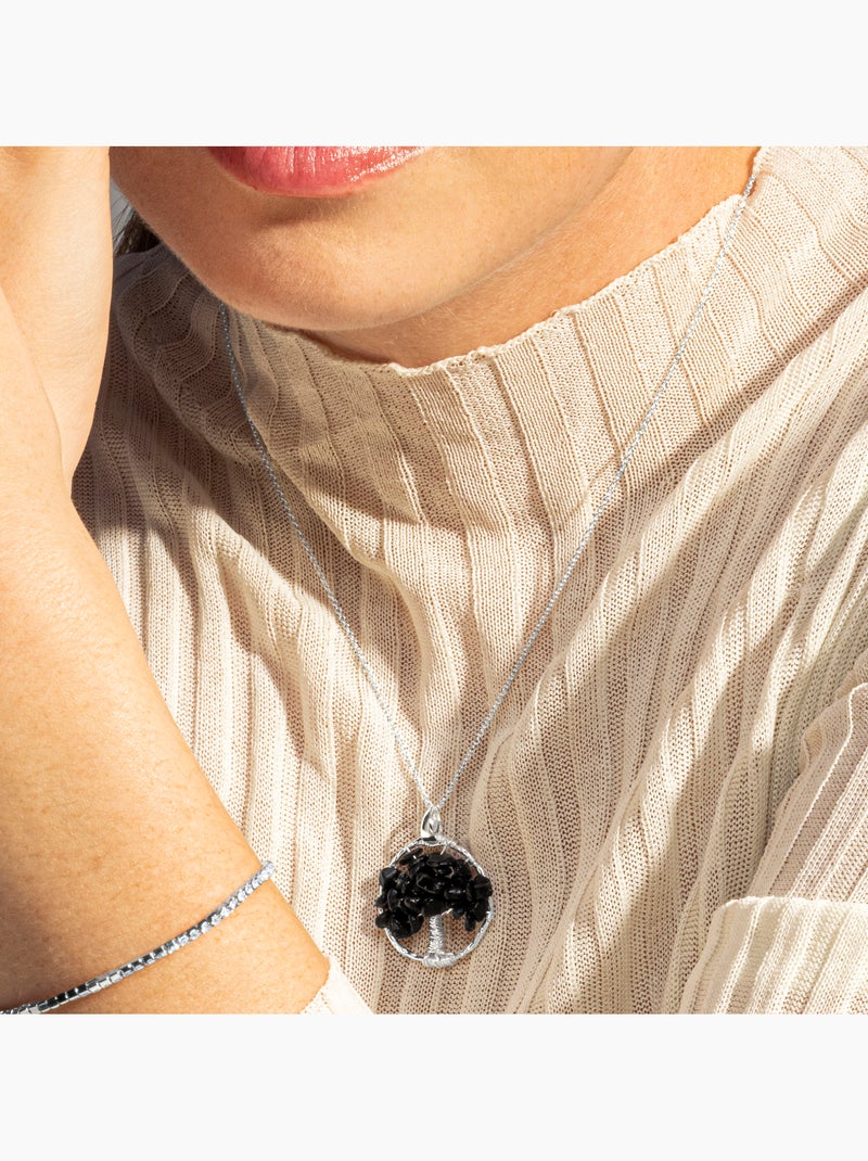 Collier Luxenter Budleia finition rhodiée Noir Gris - Kiabi