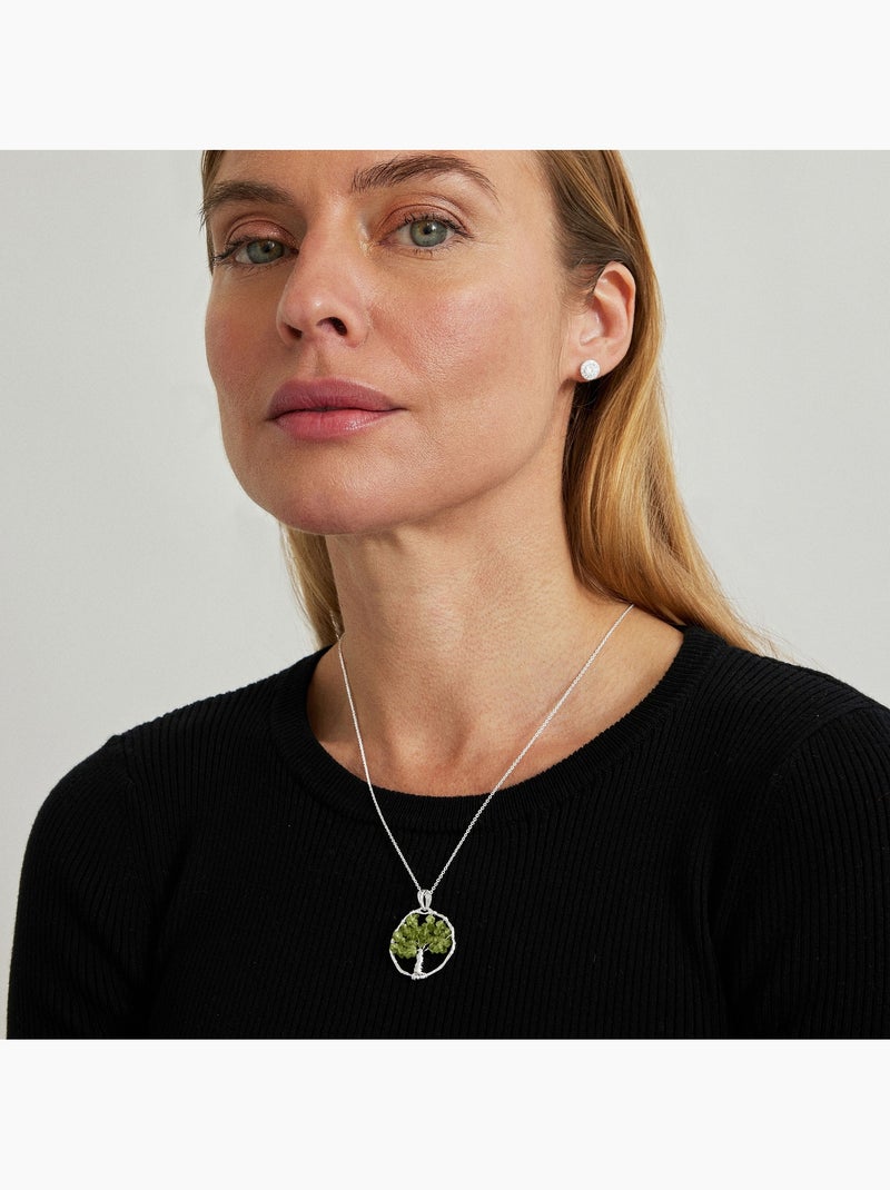 Collier Luxenter Budleia finition rhodiée Vert olive - Kiabi