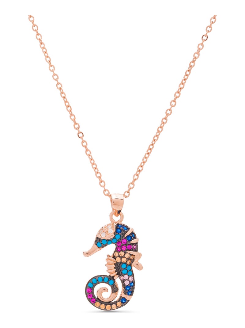 Collier Luxenter cawig en argent 925 et zircon multicolore avec finition plaquée or rose 18k Multicolore - Kiabi