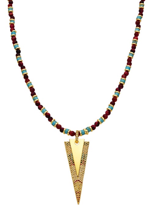 Collier Luxenter de zircons multicolores finis à l'or fin 18k - Colix - Kiabi
