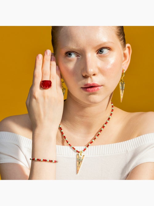 Collier Luxenter de zircons multicolores finis à l'or fin 18k - Colix - Kiabi