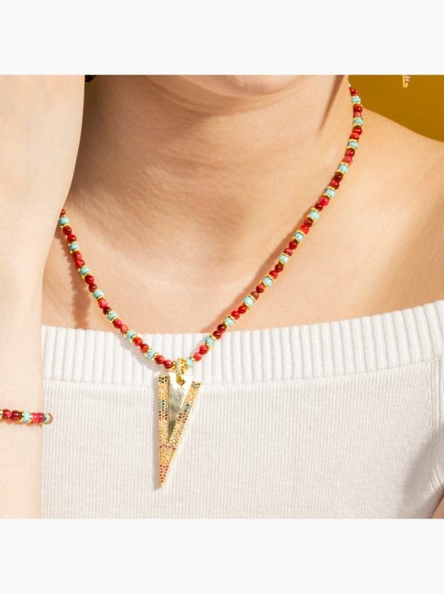 Collier Luxenter de zircons multicolores finis à l'or fin 18k - Colix - Kiabi