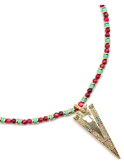 Collier Luxenter de zircons multicolores finis à l'or fin 18k - Colix - Kiabi