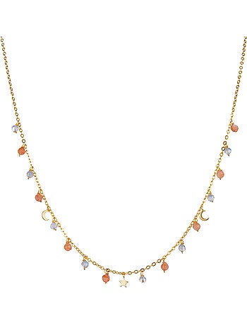 Collier Luxenter en argent 925 avec cristal gris, finition en or jaune 18 carats - Sudla