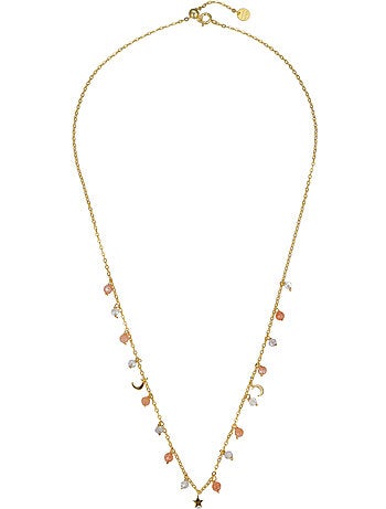 Collier Luxenter en argent 925 avec cristal gris, finition en or jaune 18 carats - Sudla