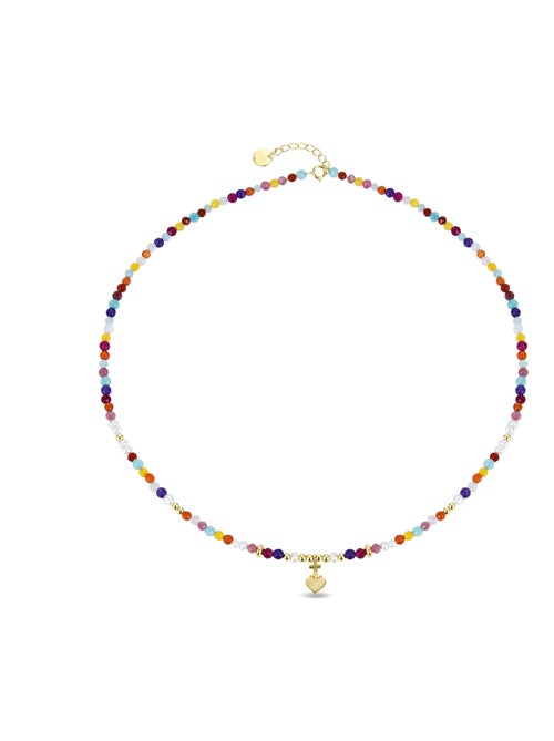 Collier Luxenter en argent 925 avec cristal multicolore et finition en or jaune 18K - Nymox - Kiabi