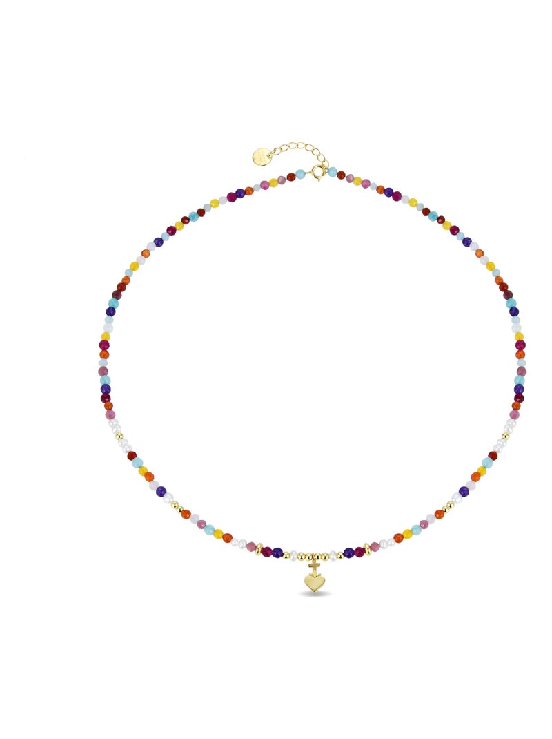Collier Luxenter en argent 925 avec cristal multicolore et finition en or jaune 18K - Nymox Multicolore - Kiabi