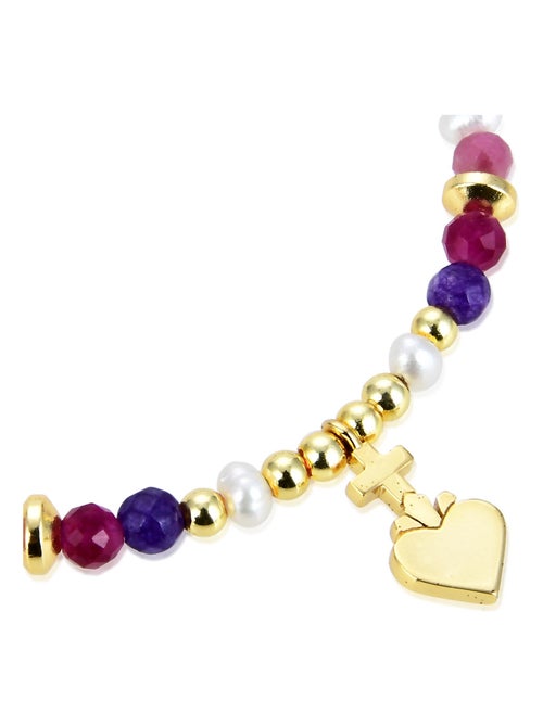 Collier Luxenter en argent 925 avec cristal multicolore et finition en or jaune 18K - Nymox - Kiabi