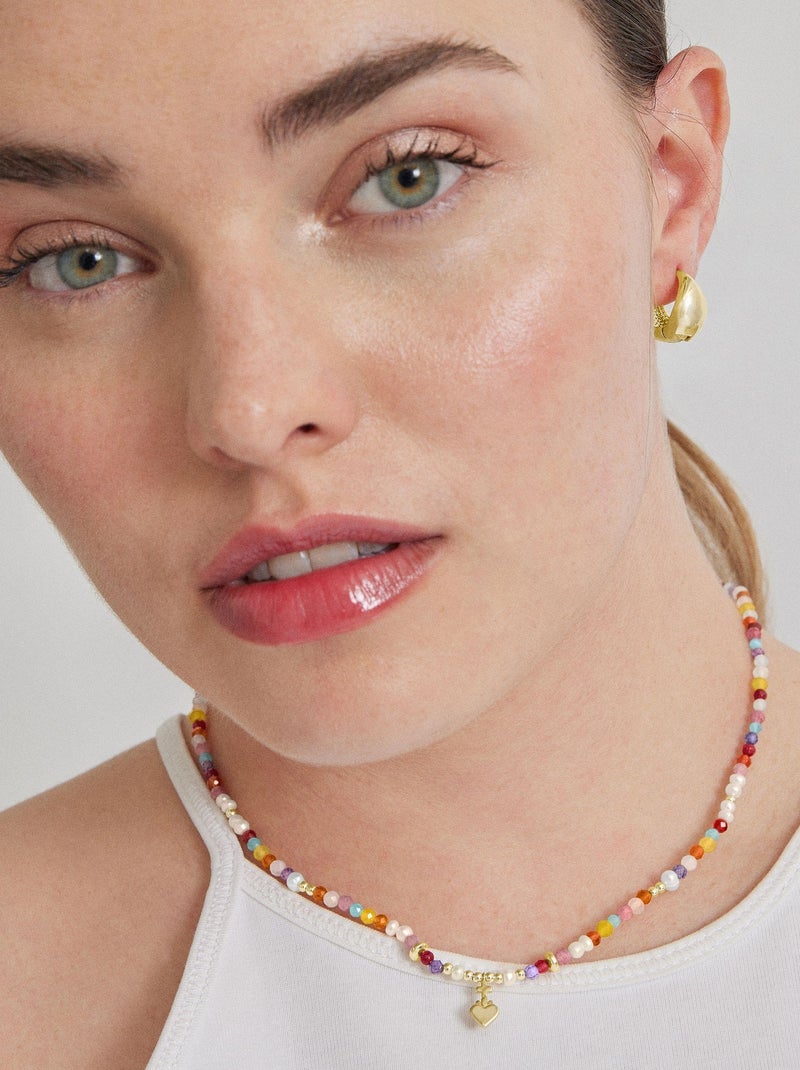 Collier Luxenter en argent 925 avec cristal multicolore et finition en or jaune 18K - Nymox Multicolore - Kiabi