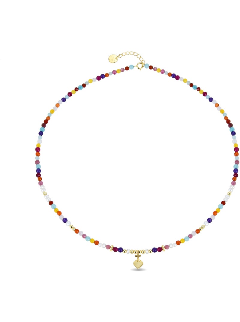 Collier Luxenter en argent 925 avec cristal multicolore et finition et plaqué or 18k - Nymox Multicolore - Kiabi
