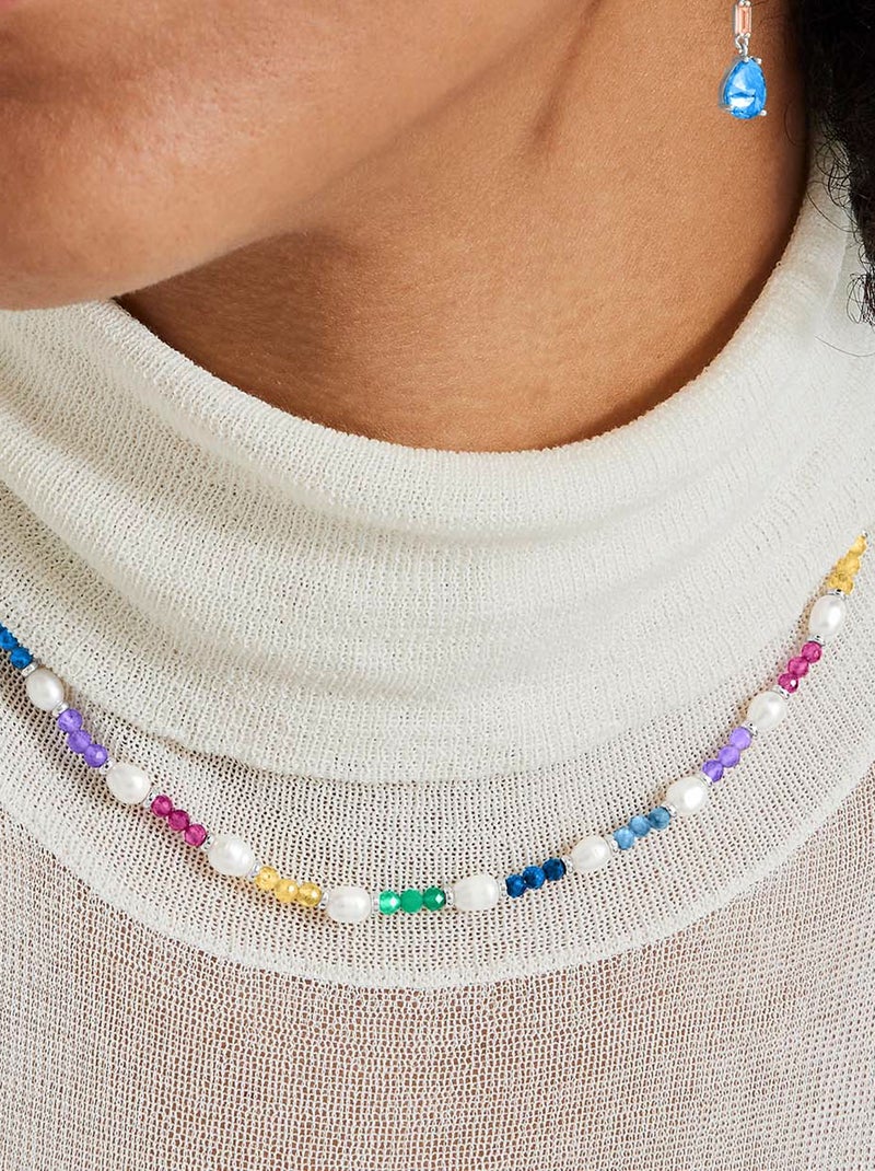Collier Luxenter en argent 925 avec cristal rhodié multicolore - Biroal Multicolore - Kiabi
