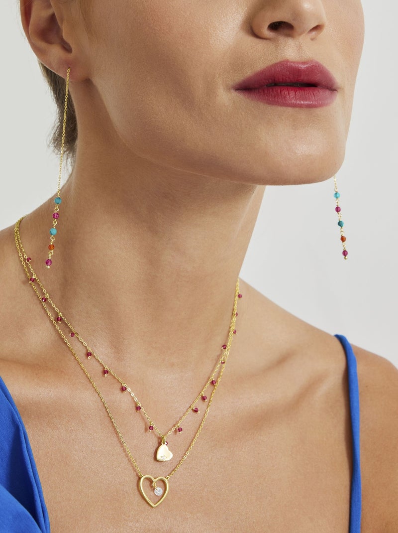 Collier Luxenter en argent 925 avec cristal rouge et or jaune 18 carats - Erilah Rouge - Kiabi