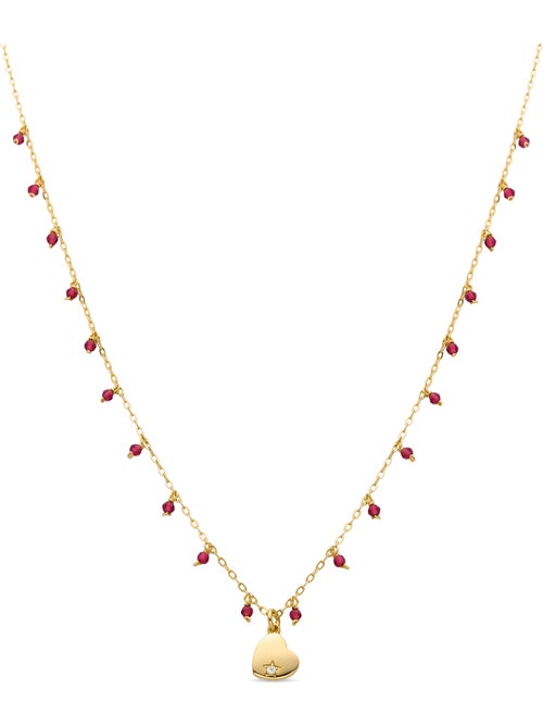 Collier Luxenter en argent 925 avec cristal rouge et plaqué or 18k - Erilah - Kiabi