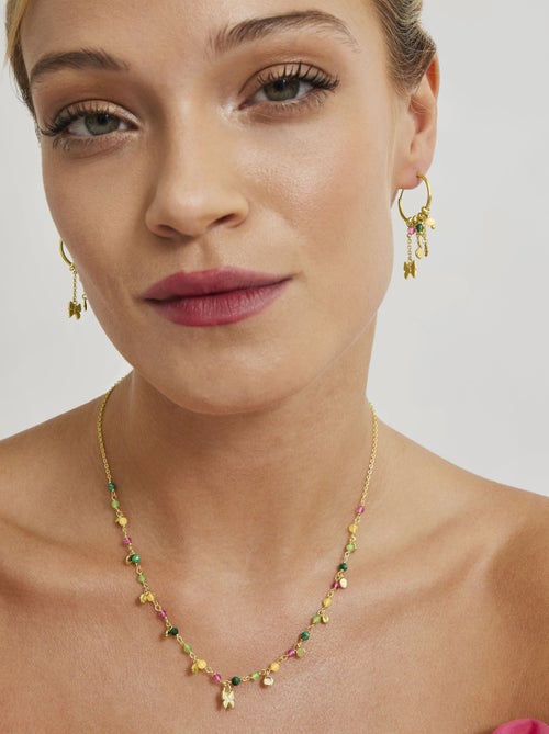 Collier Luxenter en argent 925 avec cristal vert plaqué or jaune 18K - Papillon - Kiabi Collier Luxenter en argent 925 avec cristal vert plaqué or jaune 18K - Papillon - Kiabi