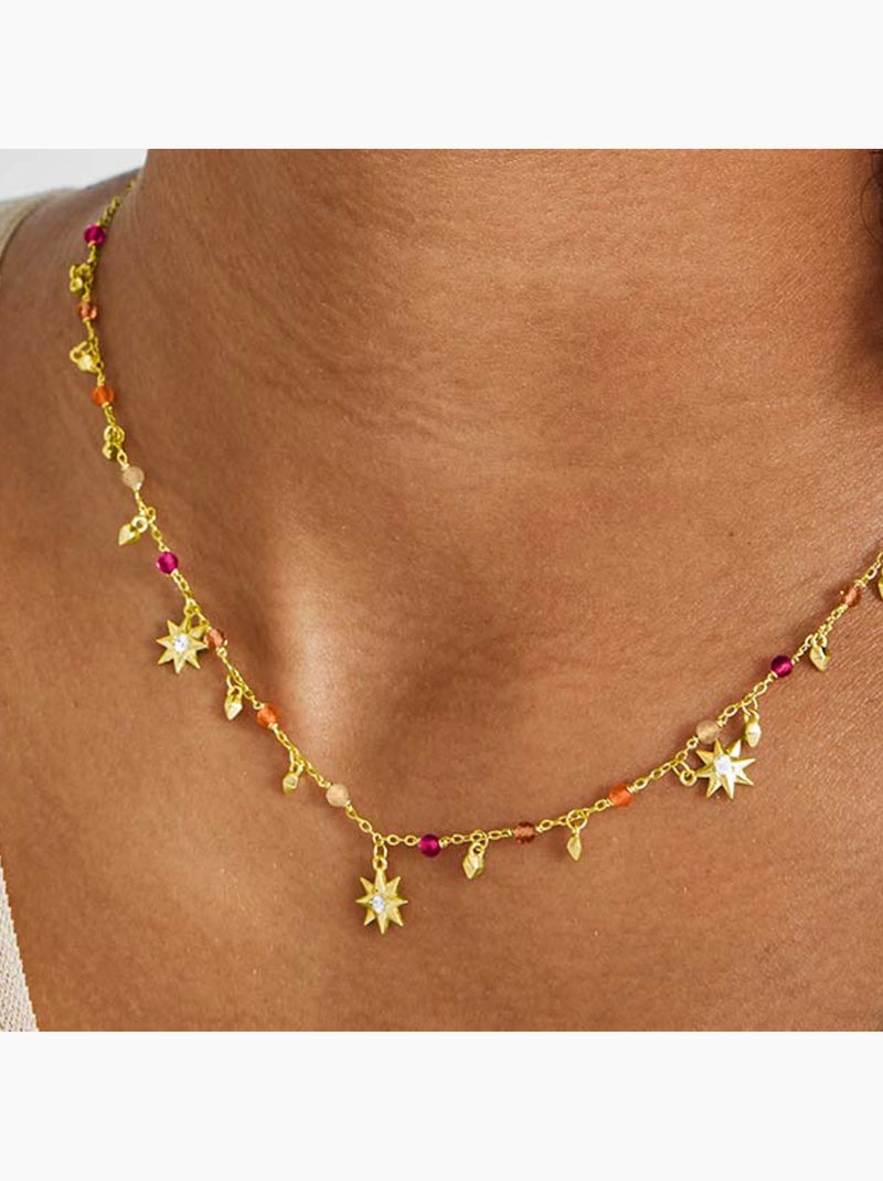 Collier Luxenter en argent 925 avec cristaux multicolores finis et plaqué or 18k - Sekhay Multicolore - Kiabi