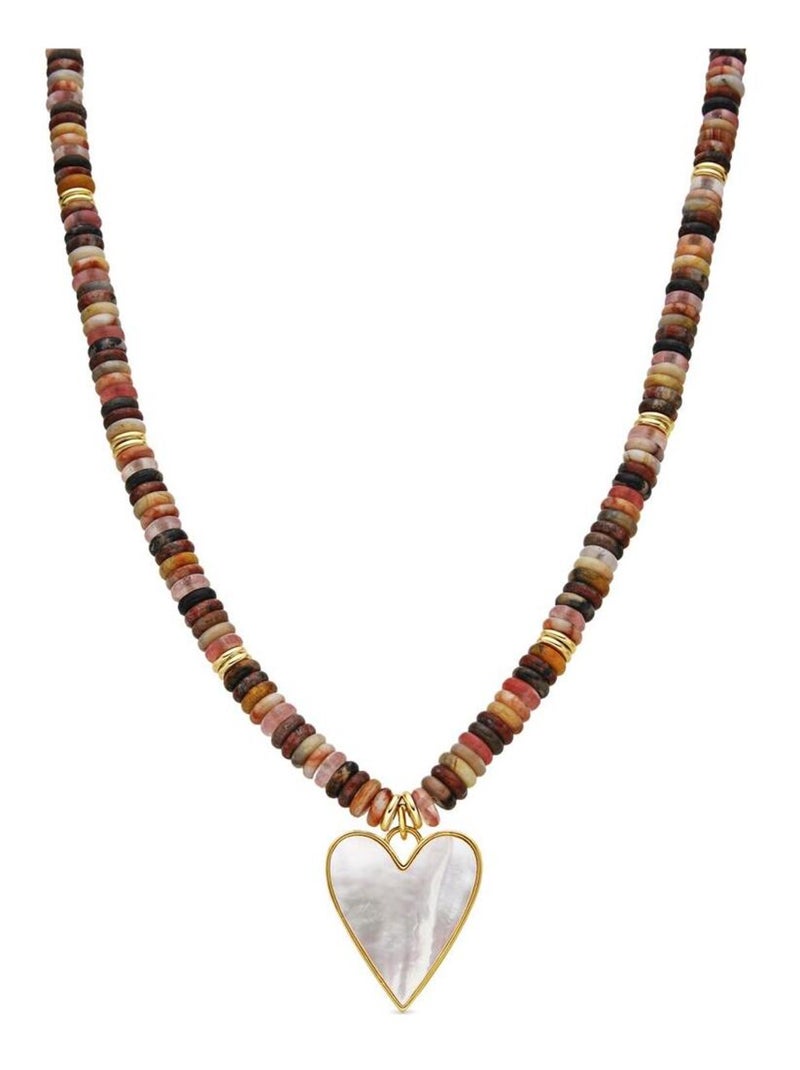 Collier Luxenter en argent 925 avec finition plaqué or jaune 18k Agate multicolore - Umex Multicolore - Kiabi