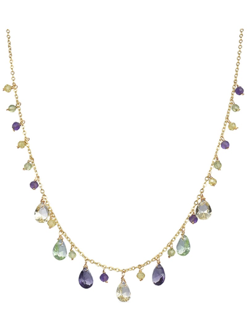 Collier Luxenter en argent 925 avec Fluorite finie en or jaune 18K - Sereo Multicolore - Kiabi
