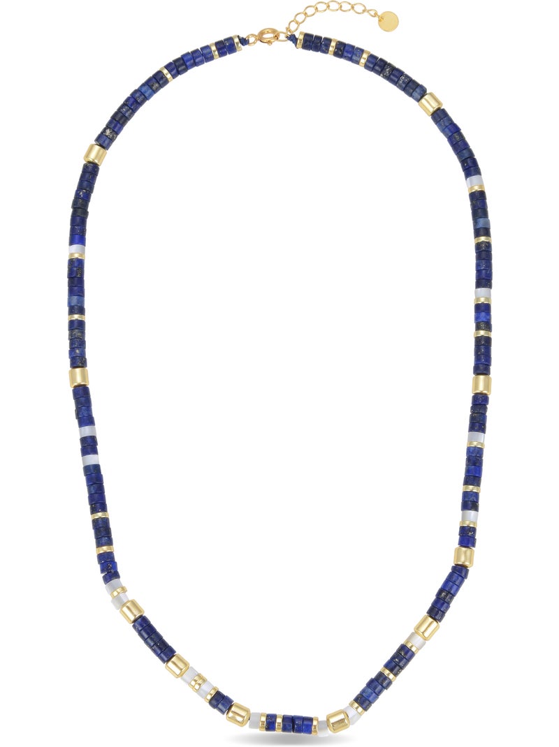 Collier Luxenter en argent 925 avec Lapislazuli naturel et plaqué or 18k - Ihun Bleu - Kiabi