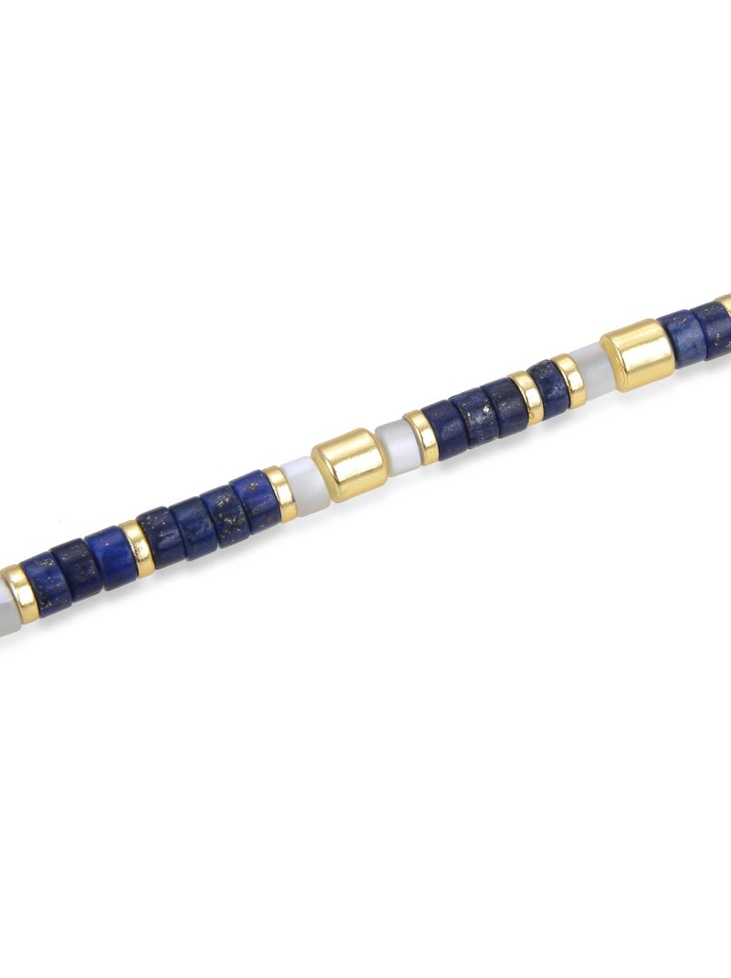 Collier Luxenter en argent 925 avec Lapislazuli naturel et plaqué or 18k - Ihun Bleu - Kiabi