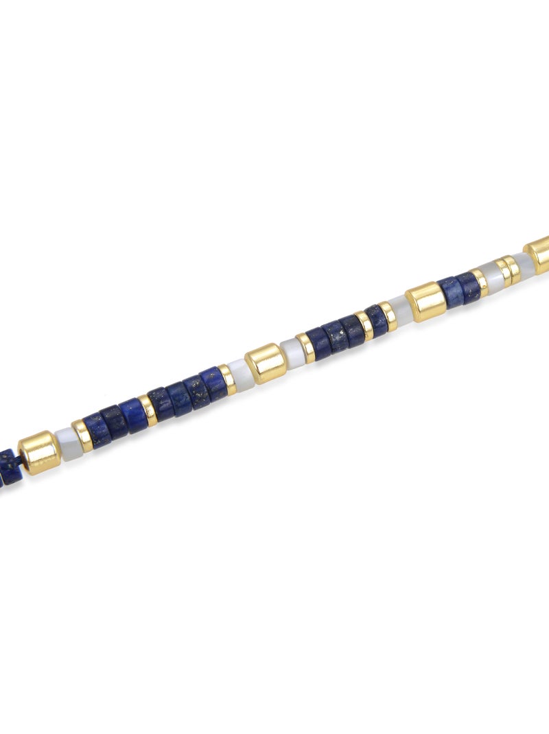 Collier Luxenter en argent 925 avec Lapislazuli naturel et plaqué or 18k - Ihun Bleu - Kiabi