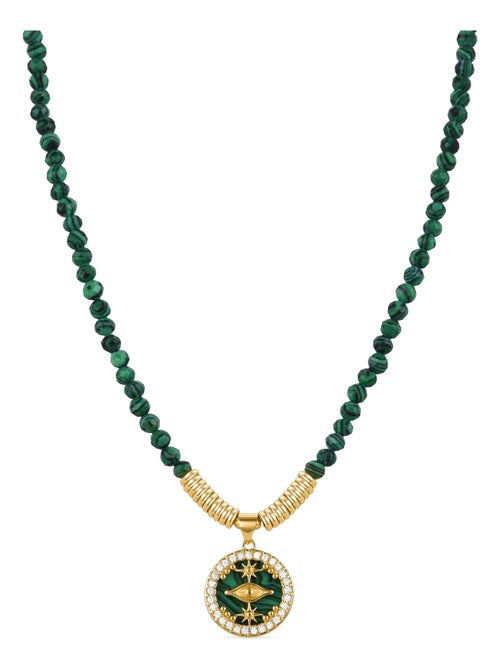 Collier Luxenter en argent 925 avec malachite et plaqué or 18k - Locare - Kiabi Collier Luxenter en argent 925 avec malachite et plaqué or 18k - Locare - Kiabi