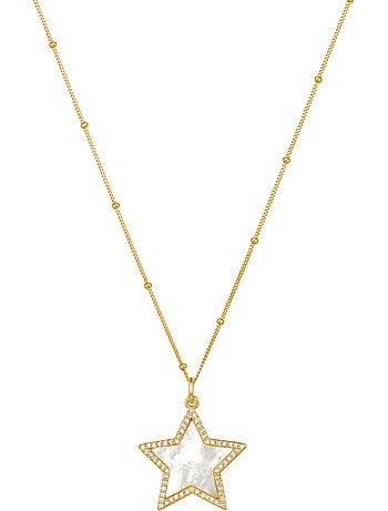 Collier Luxenter en argent 925 avec nacre blanche et plaqué or 18k - Adala