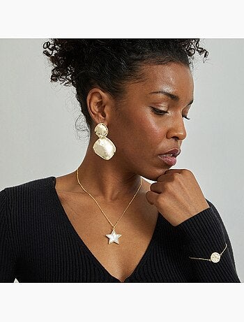 Collier Luxenter en argent 925 avec nacre blanche et plaqué or 18k - Adala