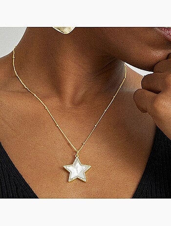 Collier Luxenter en argent 925 avec nacre blanche et plaqué or 18k - Adala