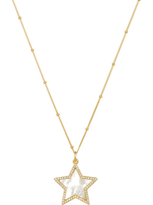 Collier Luxenter en argent 925 avec nacre blanche et plaqué or 18k - Adala - Kiabi