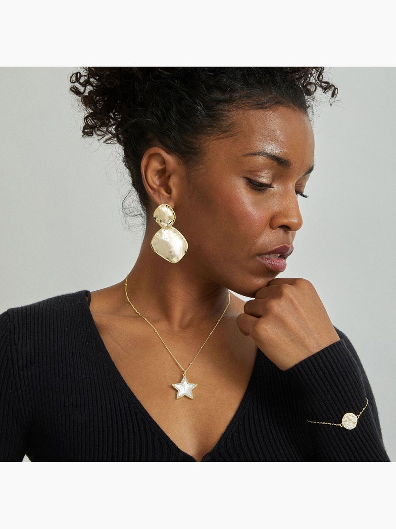 Collier Luxenter en argent 925 avec nacre blanche et plaqué or 18k - Adala Doré/or - Kiabi