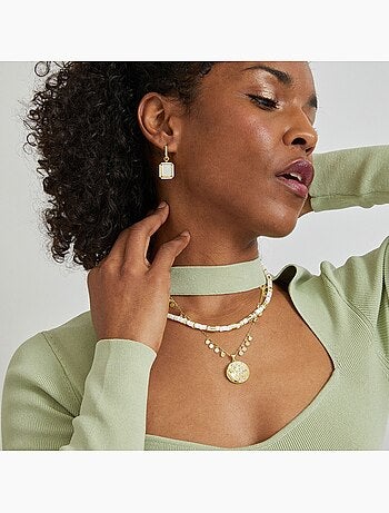 Collier Luxenter en argent 925 avec nacre blanche et plaqué or 18k - Wicoy