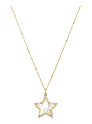 Collier Luxenter en argent 925 avec nacre blanche finie en or jaune 18K - Adala