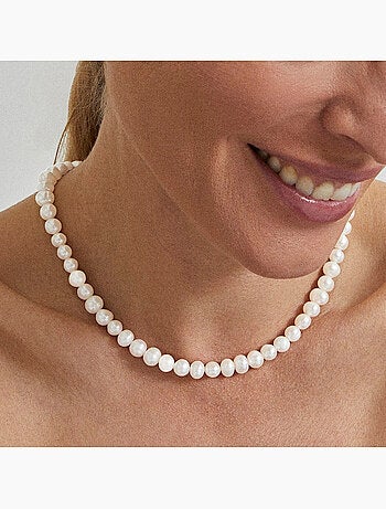 Collier Luxenter en argent 925 avec perle blanche et plaqué or 18k - Kipepeo