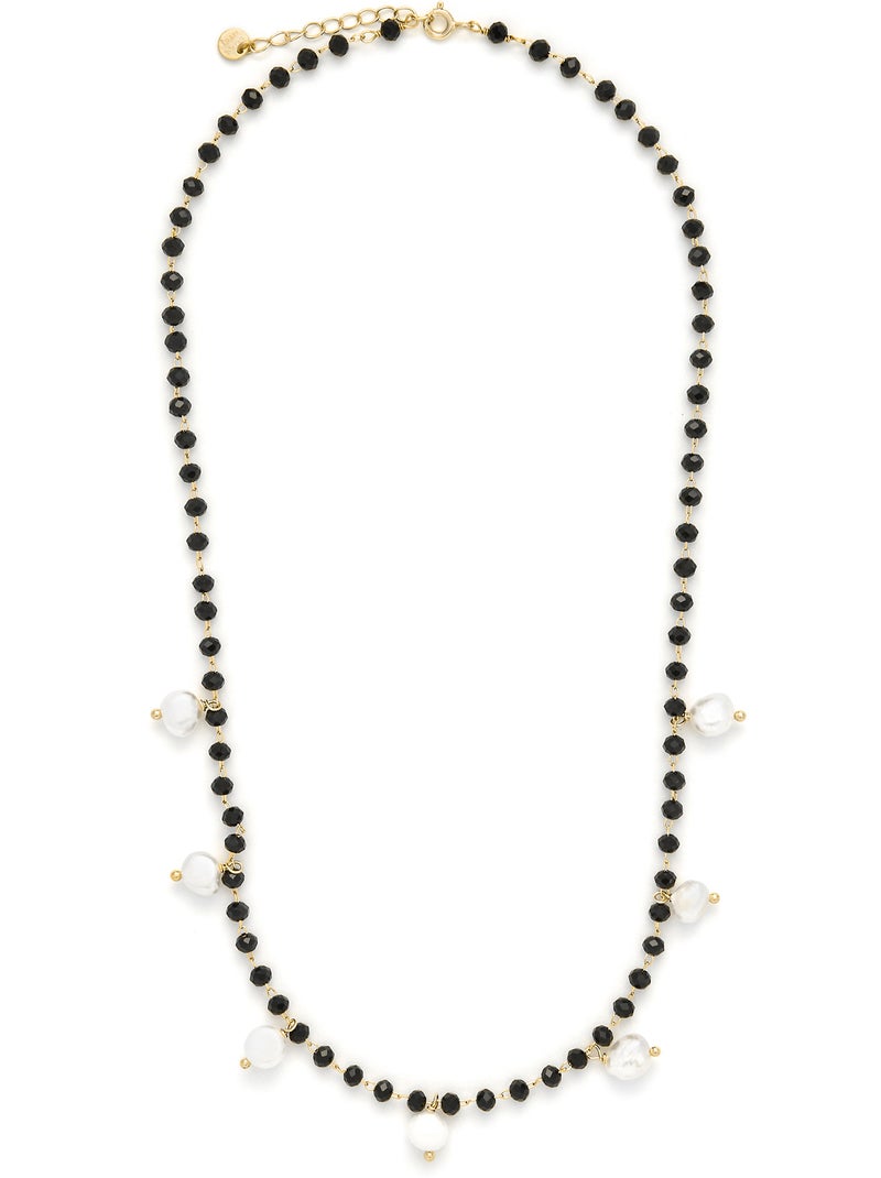 Collier Luxenter en argent 925 avec perle blanche et plaqué or 18k - Seika Blanc - Kiabi