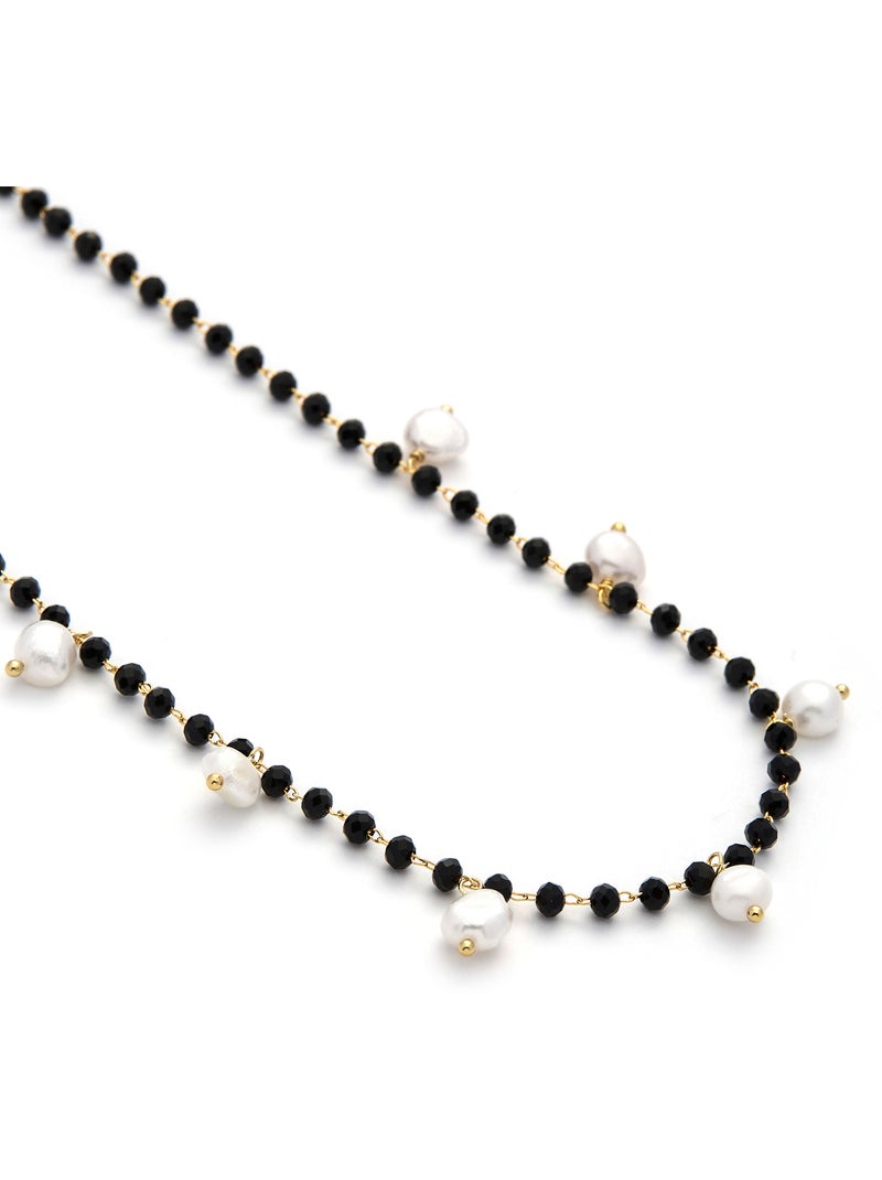 Collier Luxenter en argent 925 avec perle blanche et plaqué or 18k - Seika Blanc - Kiabi