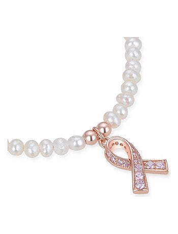 Collier Luxenter en argent 925 avec perle blanche plaquée or rose 18K - Kael