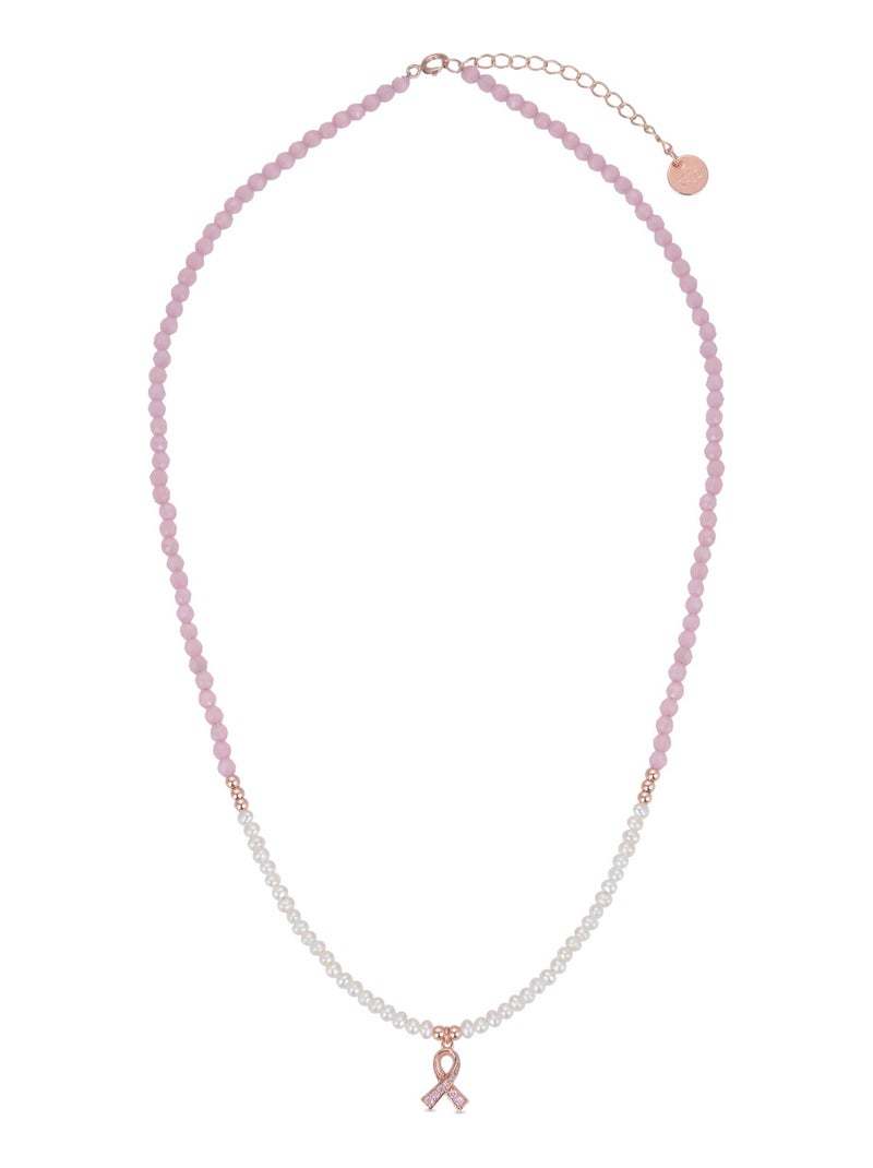 Collier Luxenter en argent 925 avec perle blanche plaquée or rose 18K - Kael Argent - Kiabi