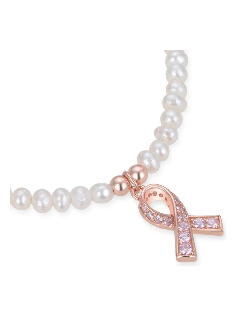 Collier Luxenter en argent 925 avec perle blanche plaquée or rose 18K - Kael Argent - Kiabi