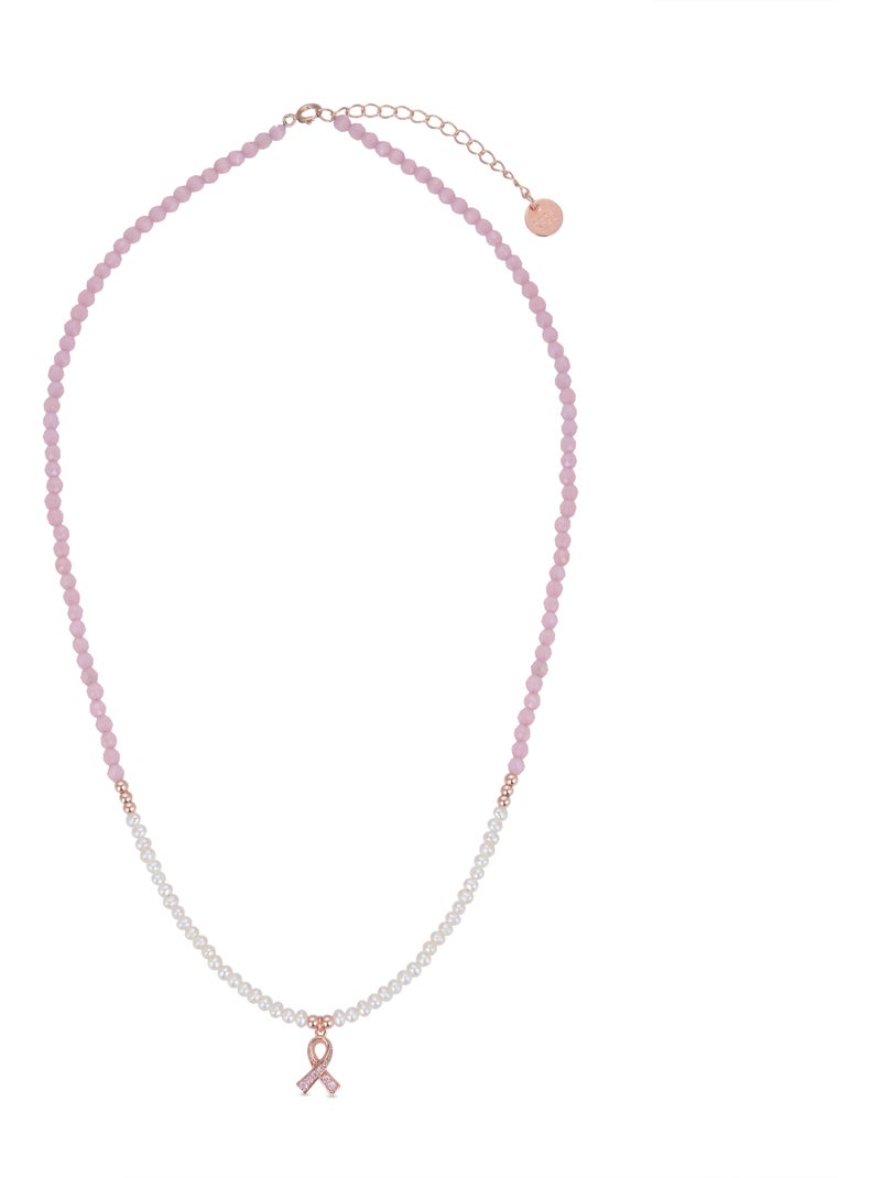 Collier Luxenter en argent 925 avec perle blanche plaquée or rose 18K - Kael Blanc Blanc - Kiabi