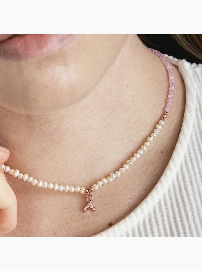 Collier Luxenter en argent 925 avec perle blanche plaquée or rose 18K - Kael Blanc Blanc - Kiabi