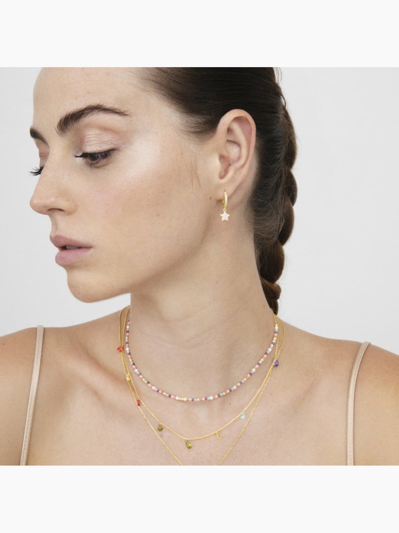 Collier Luxenter en argent 925 avec quartz hydrothermal orange et plaqué or 18k - Asvorg Multicolore - Kiabi